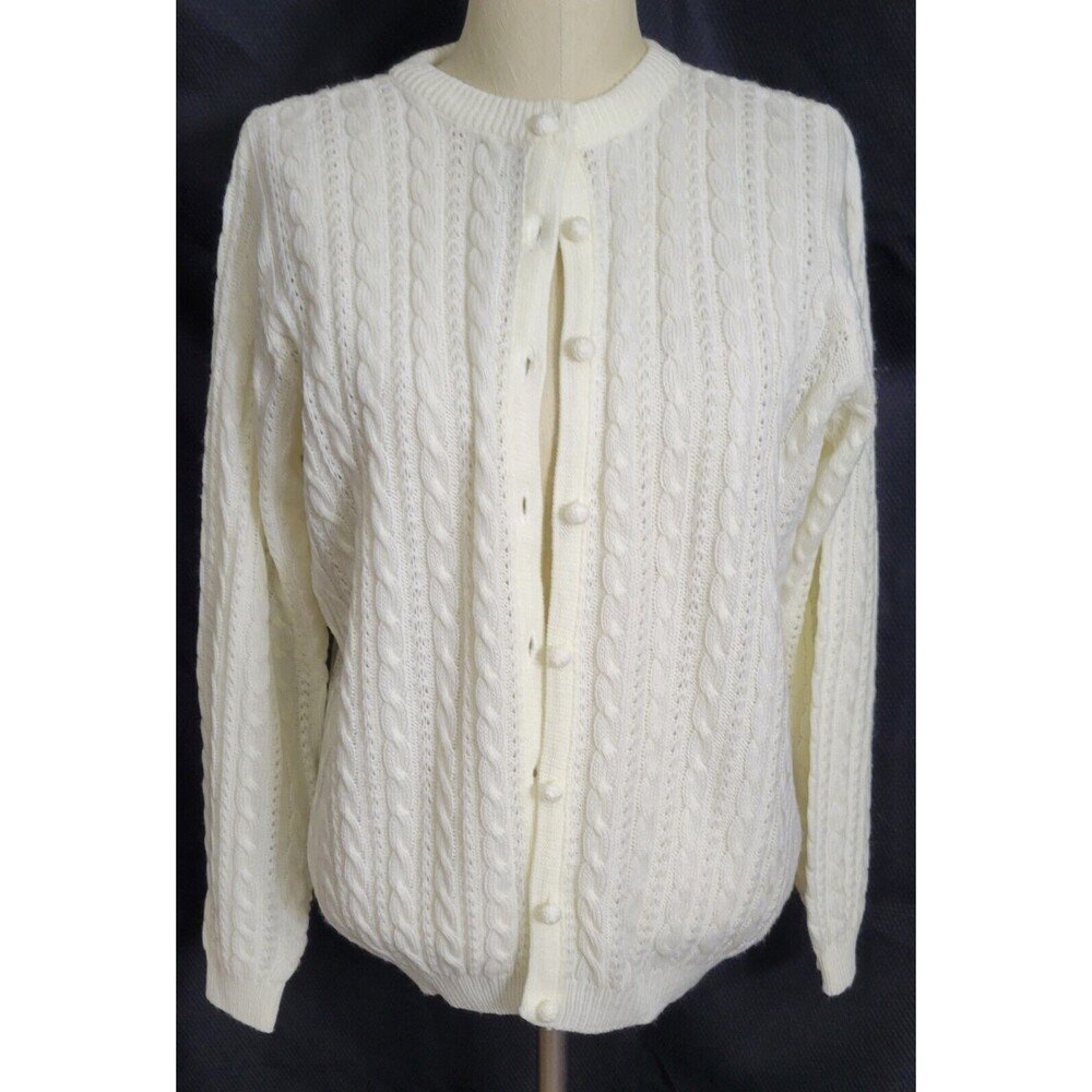 Harve' Benard Grandma Cardigan Cable Knit Sweater Size M Cottagecore